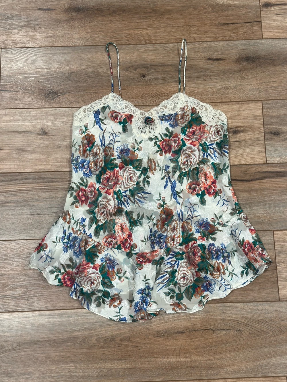 VICTORIA’S SECRET GOLD LABEL Vintage 90s Floral Lace Slip Cami Top | Size Medium